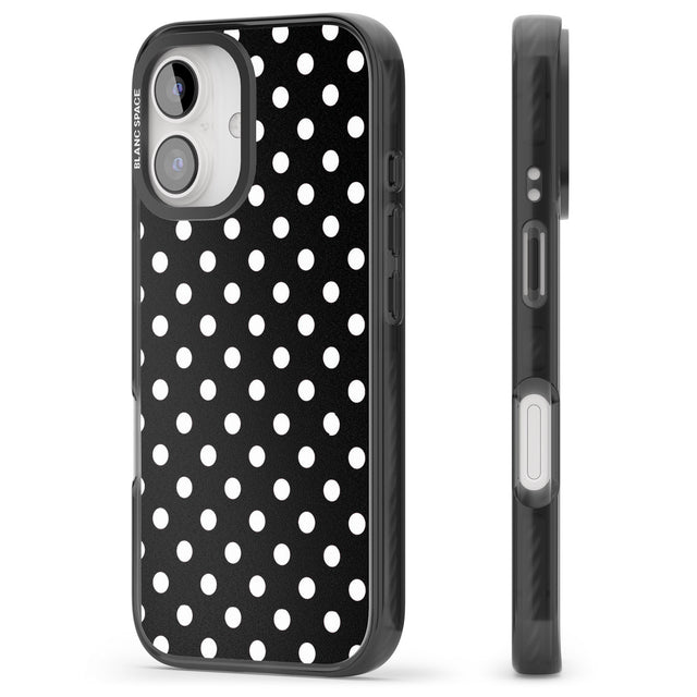 iPhone 16 Pro Max Designer Chic Black Polka Dot Black Impact Phone Case