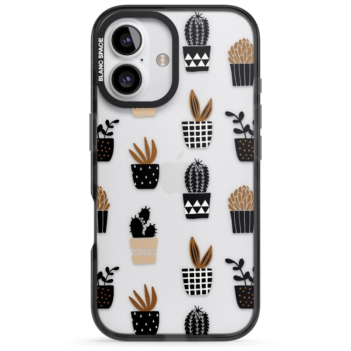 iPhone 16 Pro Max Large Mixed Plants Pattern - Clear Black Impact Phone Case