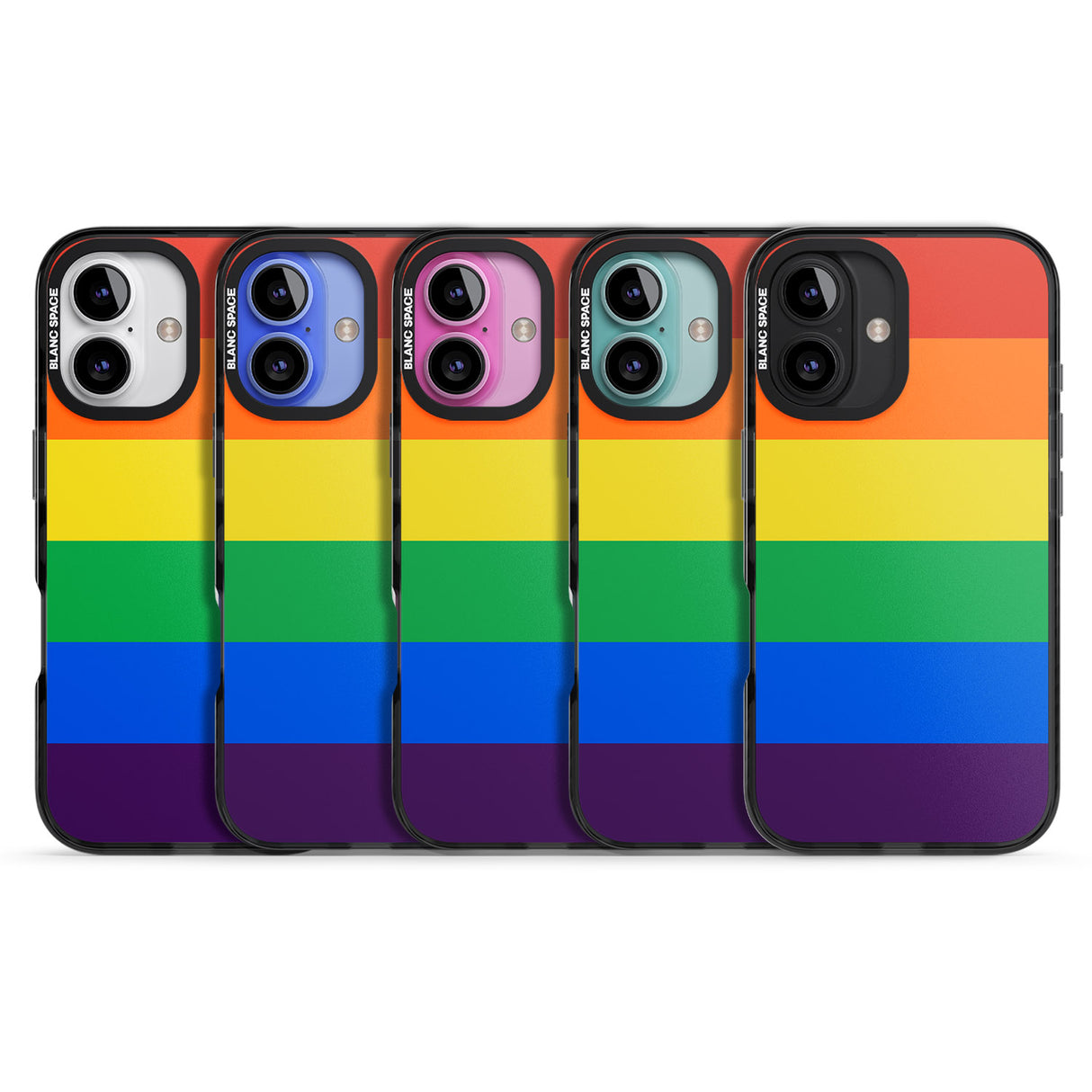 iPhone 16 Pro Max Rainbow Stripes Black Impact Phone Case