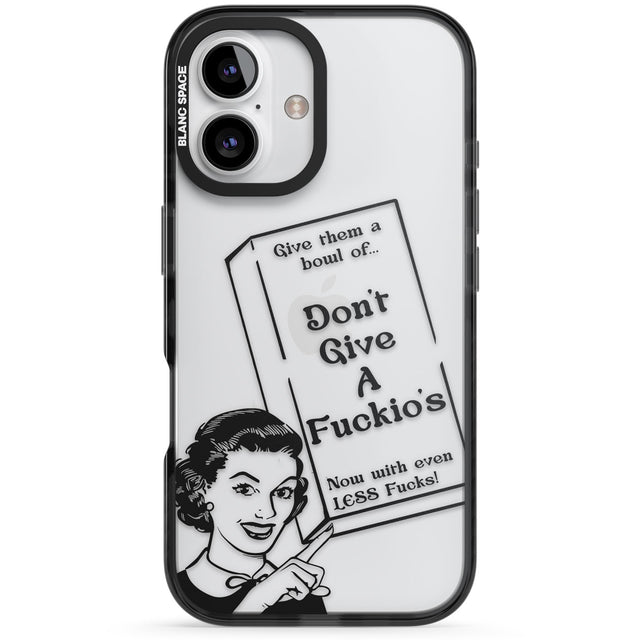 "Don't Give a F*ckio's" Cereal Black Impact Phone Case for iPhone 16, iPhone 16 Plus