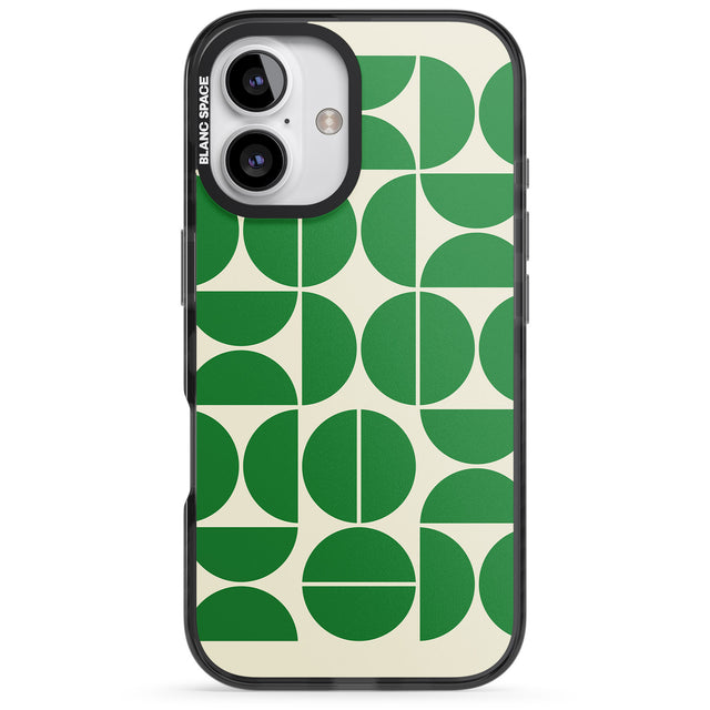 iPhone 16 Pro Max Retro Green Circles Black Impact Phone Case