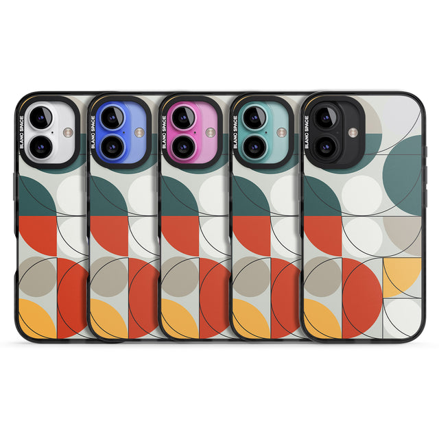 iPhone 16 Pro Max Abstract Half Circles Black Impact Phone Case