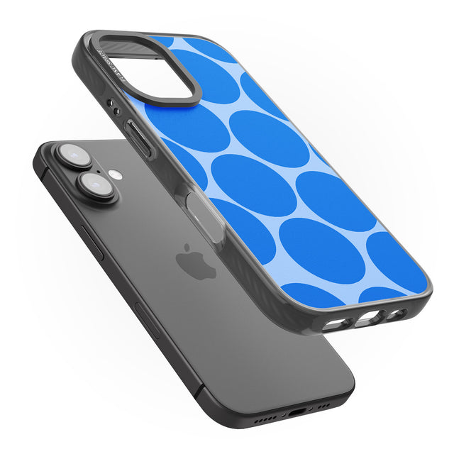 iPhone 16 Pro Max Abstract Retro Shapes: Blue Dots Black Impact Phone Case