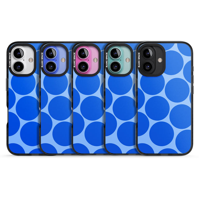 iPhone 16 Pro Max Abstract Retro Shapes: Blue Dots Black Impact Phone Case