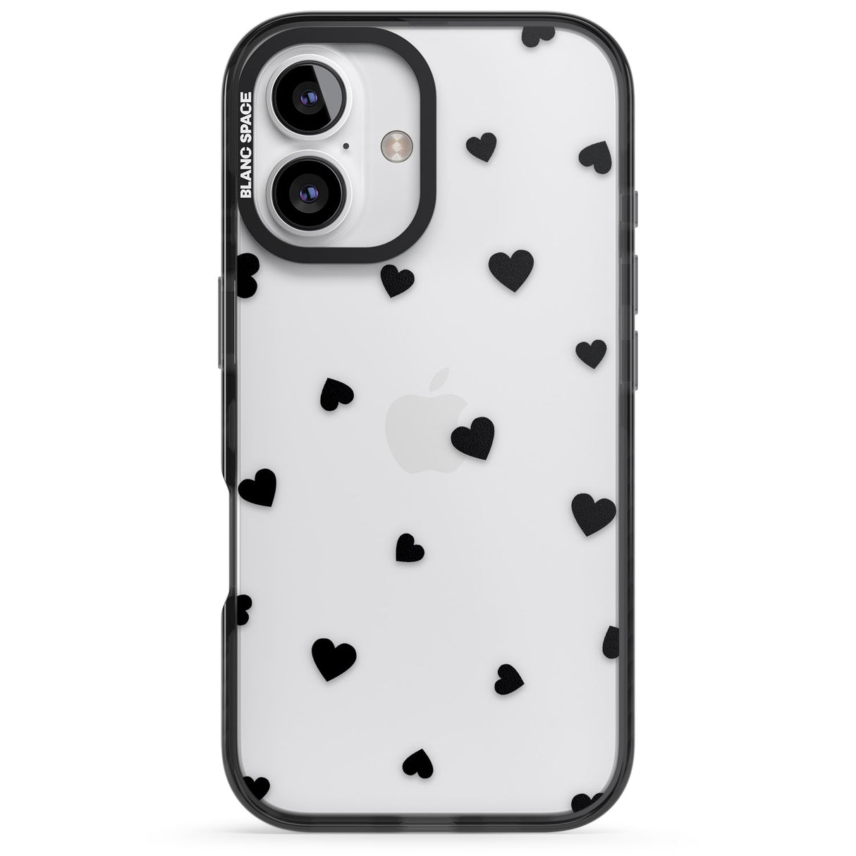 iPhone 16 Pro Max Black Hearts Pattern Black Impact Phone Case