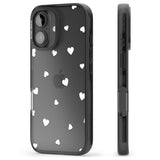 iPhone 16 Pro Max White Hearts Pattern Black Impact Phone Case