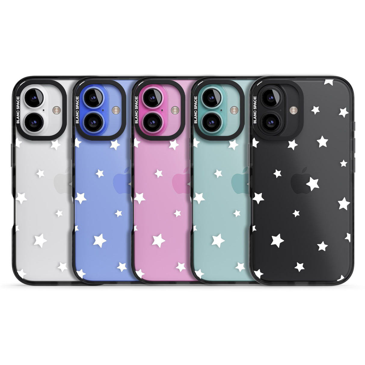 iPhone 16 Pro Max White Stars Pattern Black Impact Phone Case