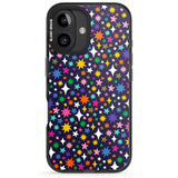 iPhone 16 Pro Max Rainbow Starburst (Purple) Black Impact Phone Case