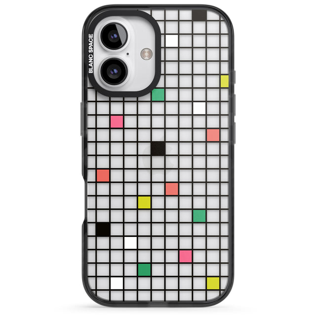 iPhone 16 Pro Max Vibrant Clear Geometric Grid Black Impact Phone Case