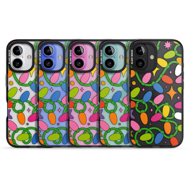 iPhone 16 Pro Max Festive Lights Pattern Black Impact Phone Case