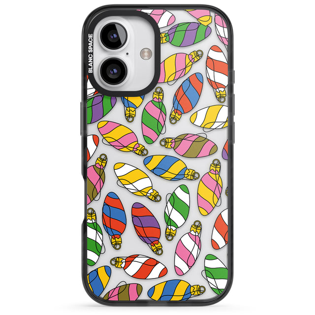 iPhone 16 Pro Max Colourful Holiday Ornaments Black Impact Phone Case