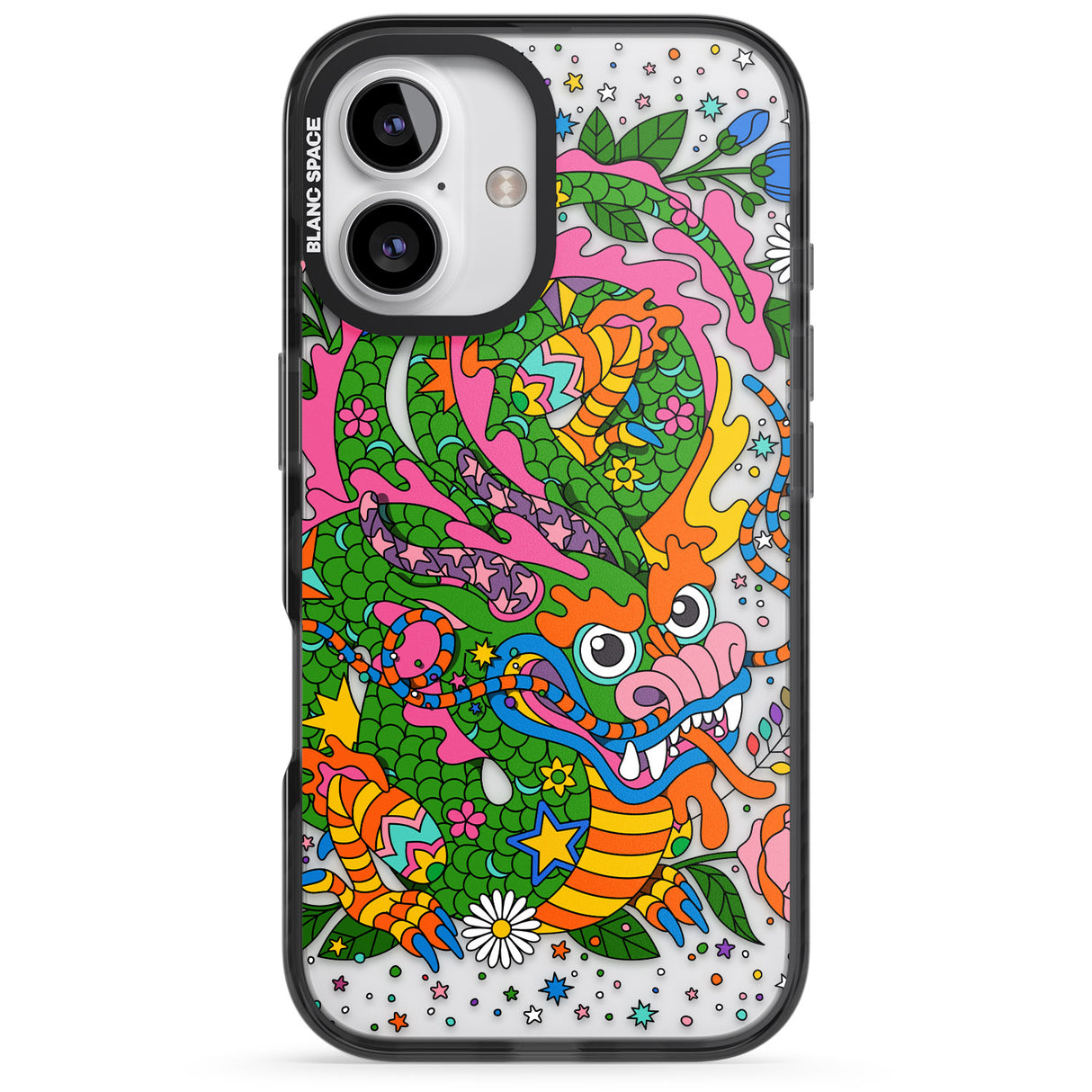 iPhone 16 Pro Max Psychedelic Jungle Dragon Black Impact Phone Case