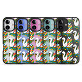 iPhone 16 Pro Max Colourful Swan Pattern Black Impact Phone Case