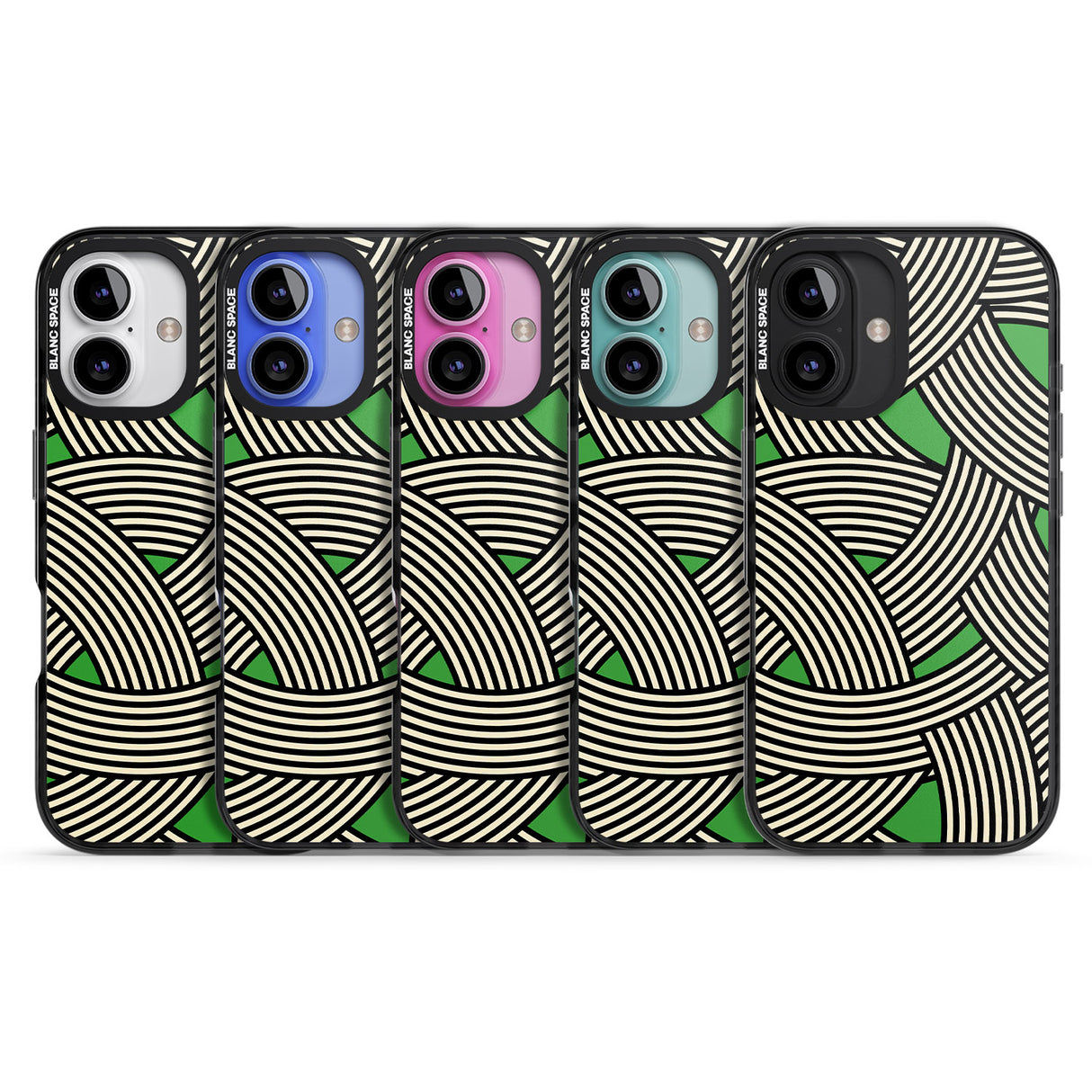 iPhone 16 Pro Max Green Optic Waves Black Impact Phone Case