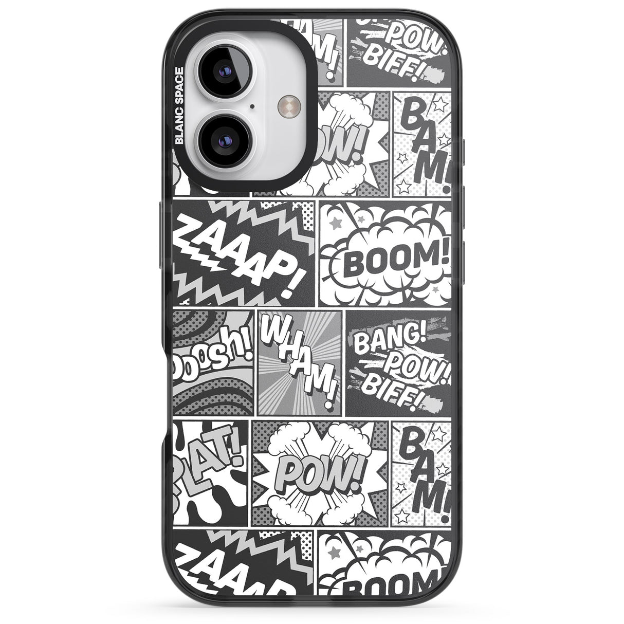 iPhone 16 Pro Max Onomatopoeia (Black & White) Black Impact Phone Case