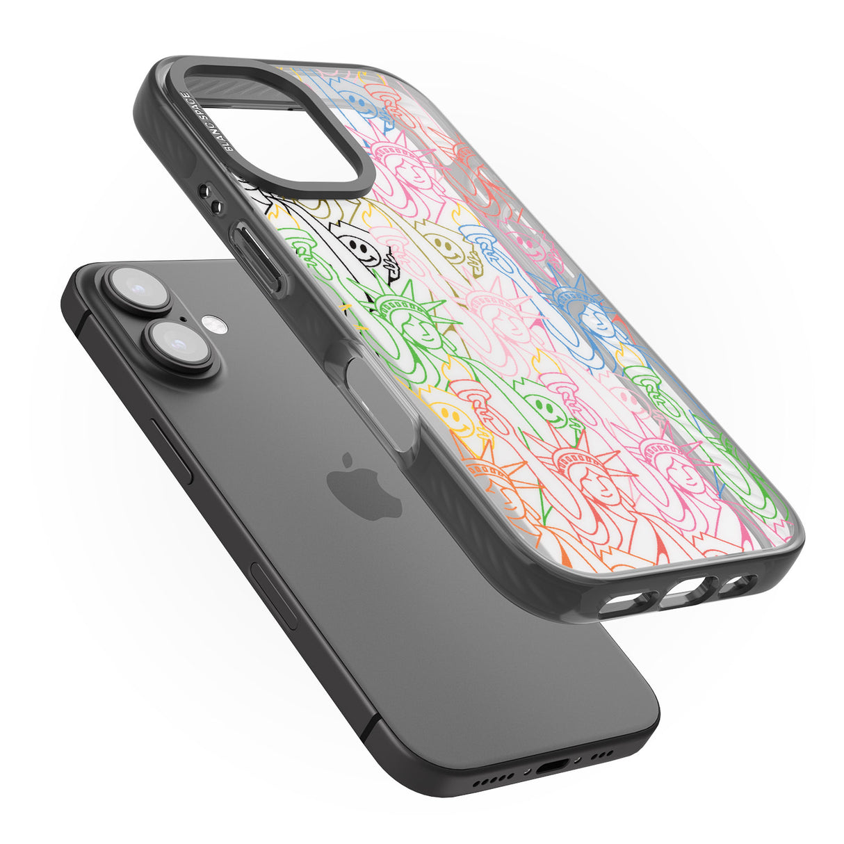 iPhone 16 Pro Max Multicolour Liberty Line Pattern Black Impact Phone Case