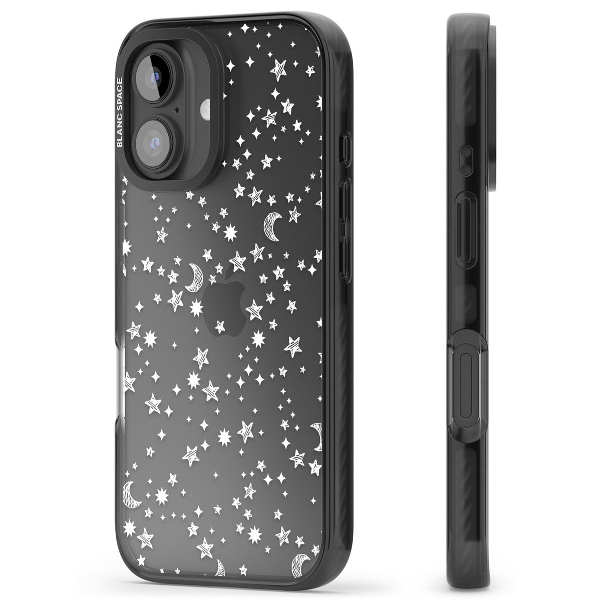 iPhone 16 Pro Max White Cosmic Galaxy Pattern Black Impact Phone Case