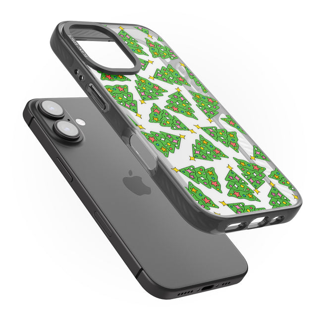 iPhone 16 Pro Max Christmas Tree Pattern Black Impact Phone Case