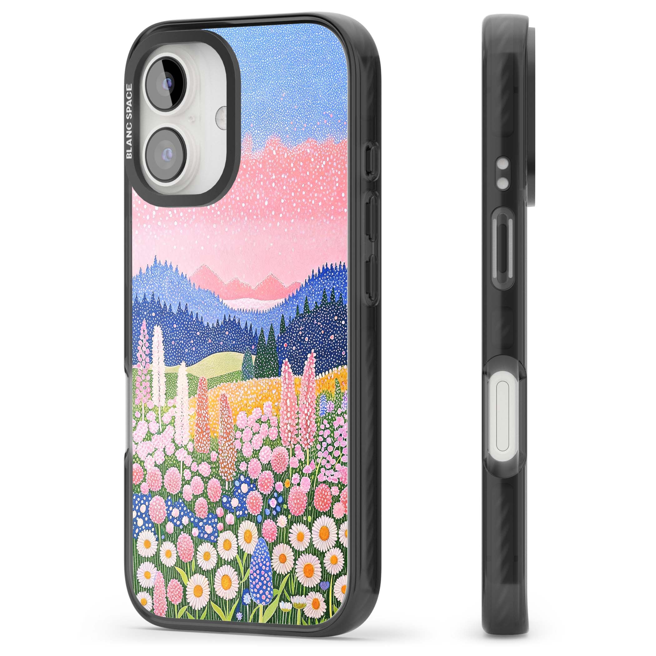 Valley Horizon cottagecore iPhone case | Black Impact case for iPhone 16, iPhone 16 Plus