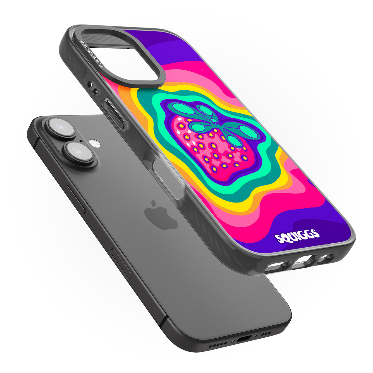 iPhone 16 Pro Max Strawberry Rainbow Black Impact Phone Case