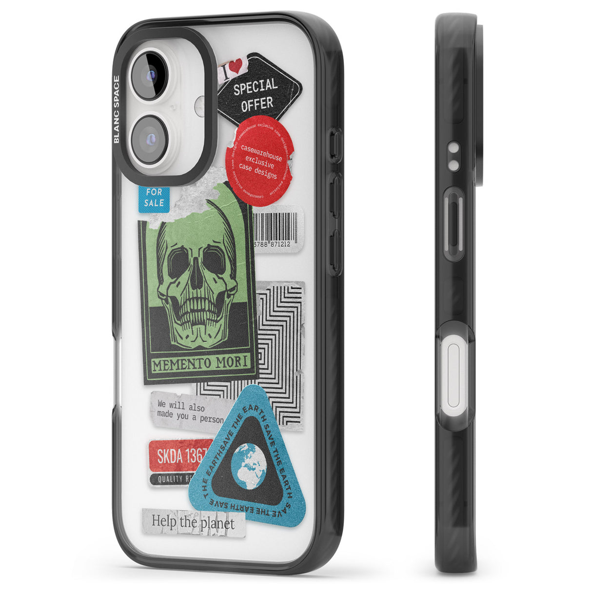 iPhone 16 Pro Max Skull Sticker Mix Black Impact Phone Case