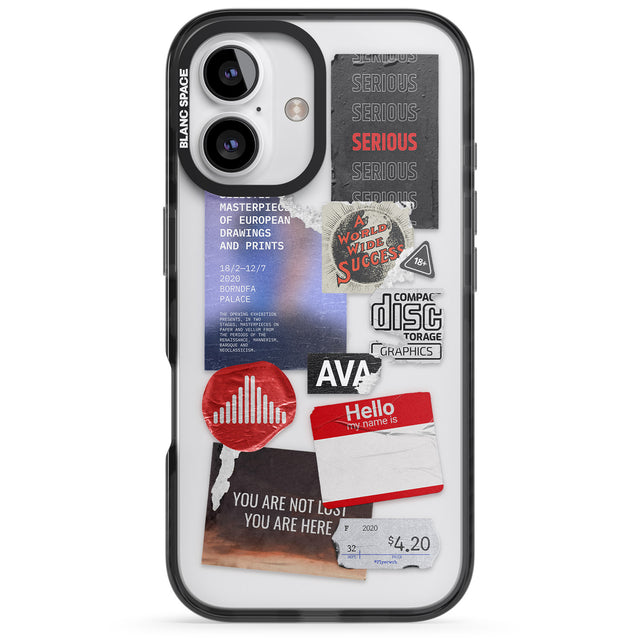 iPhone 16 Pro Max Red & Black Sticker Mix Black Impact Phone Case