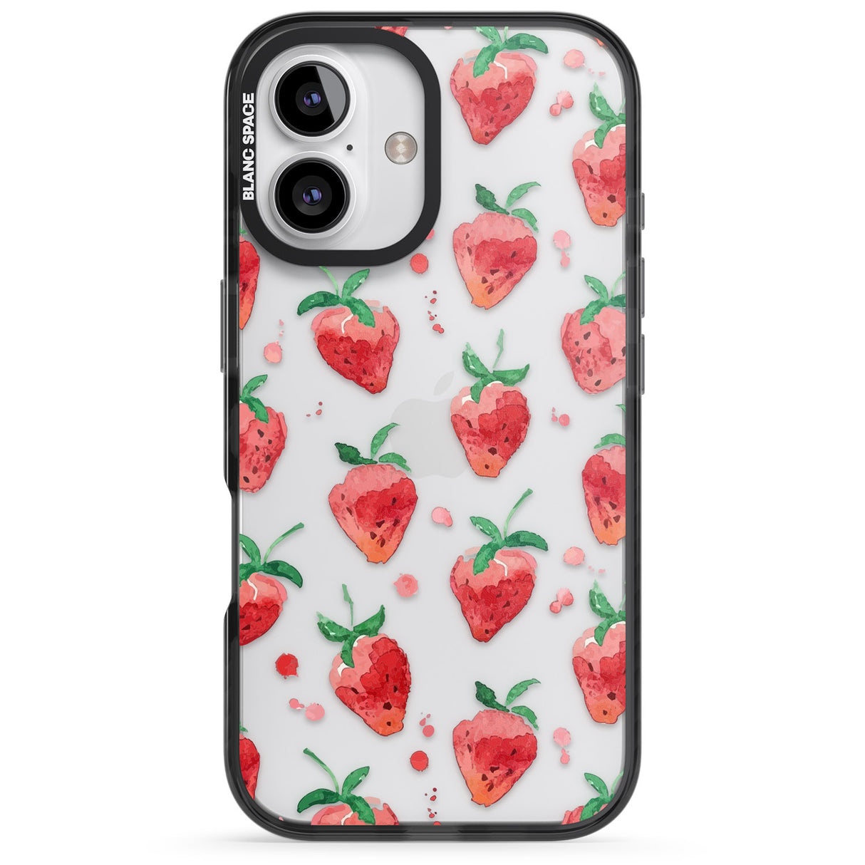 iPhone 16 Pro Max Strawberry Watercolour Black Impact Phone Case