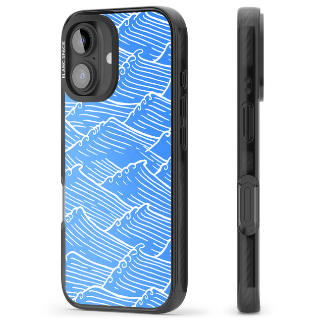 iPhone 16 Pro Max Waves Pattern Black Impact Phone Case