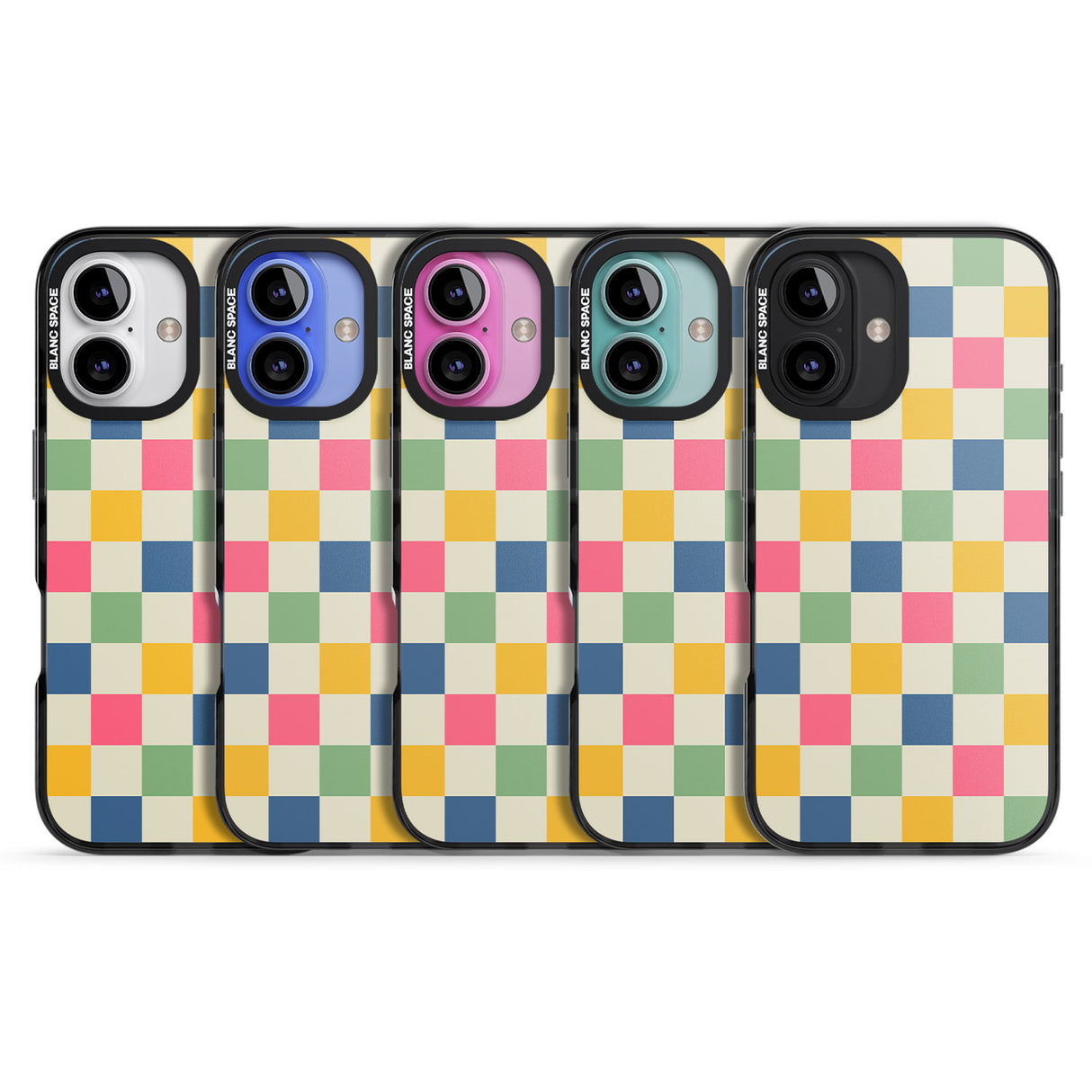 iPhone 16 Pro Max Pastel Multicolor Checkered Black Impact Phone Case + Magsafe