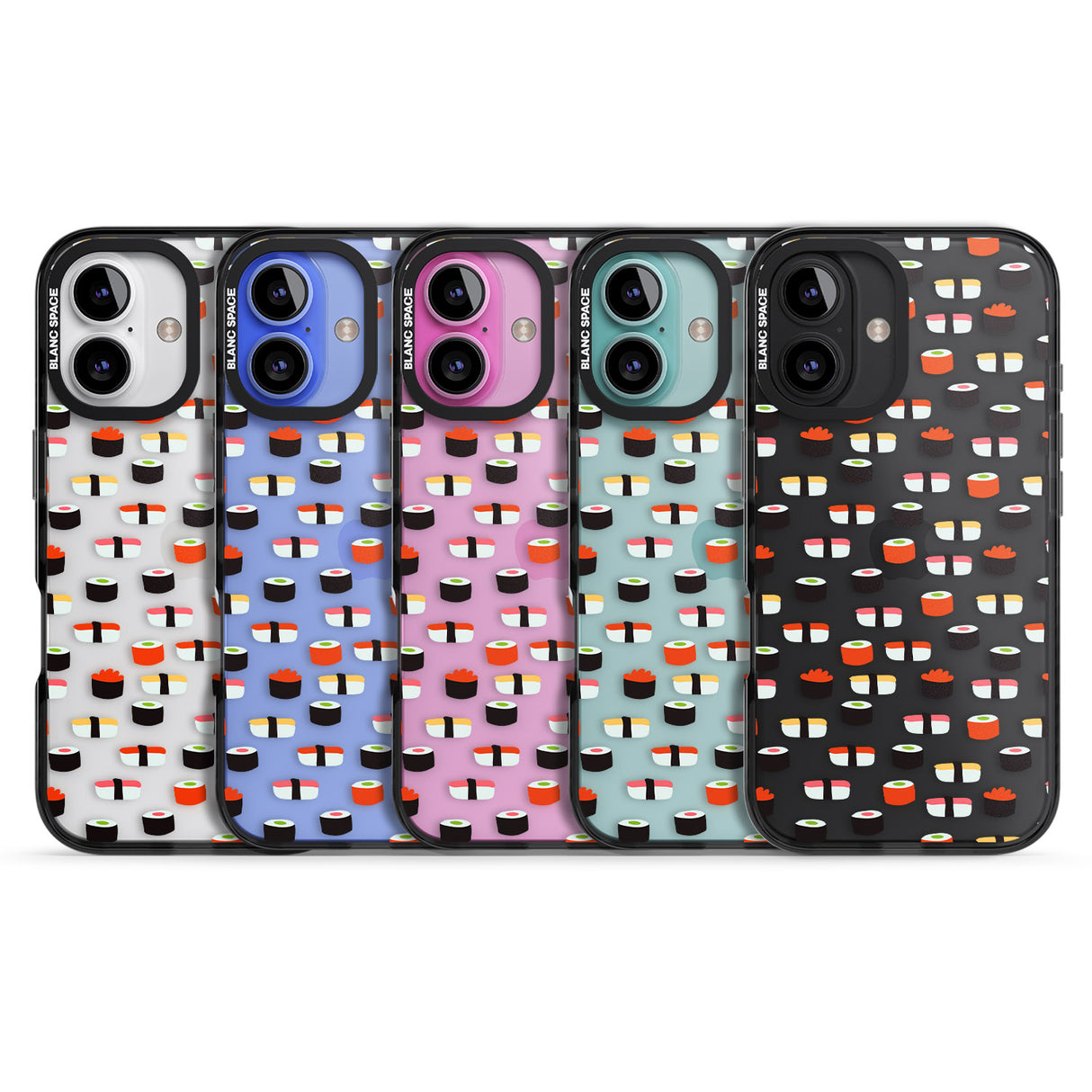 iPhone 16 Pro Max Minimalist Sushi Pattern Black Impact Phone Case