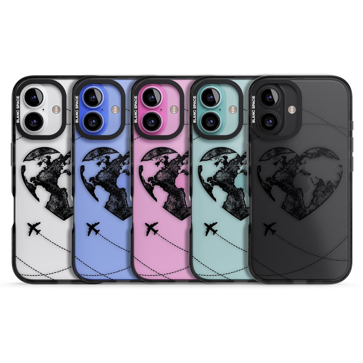 iPhone 16 Pro Max Globe Heart Black Impact Phone Case