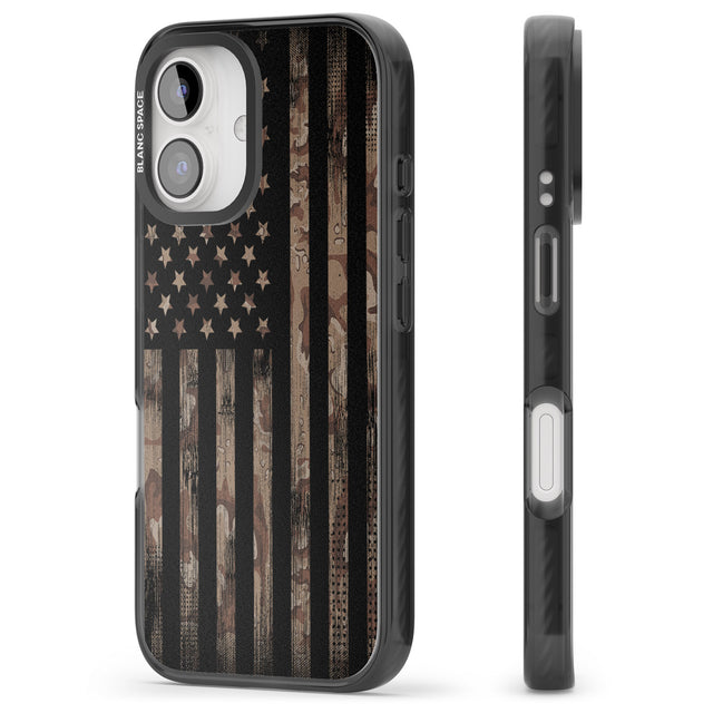 iPhone 16 Pro Max American Flag Camo Black Impact Phone Case