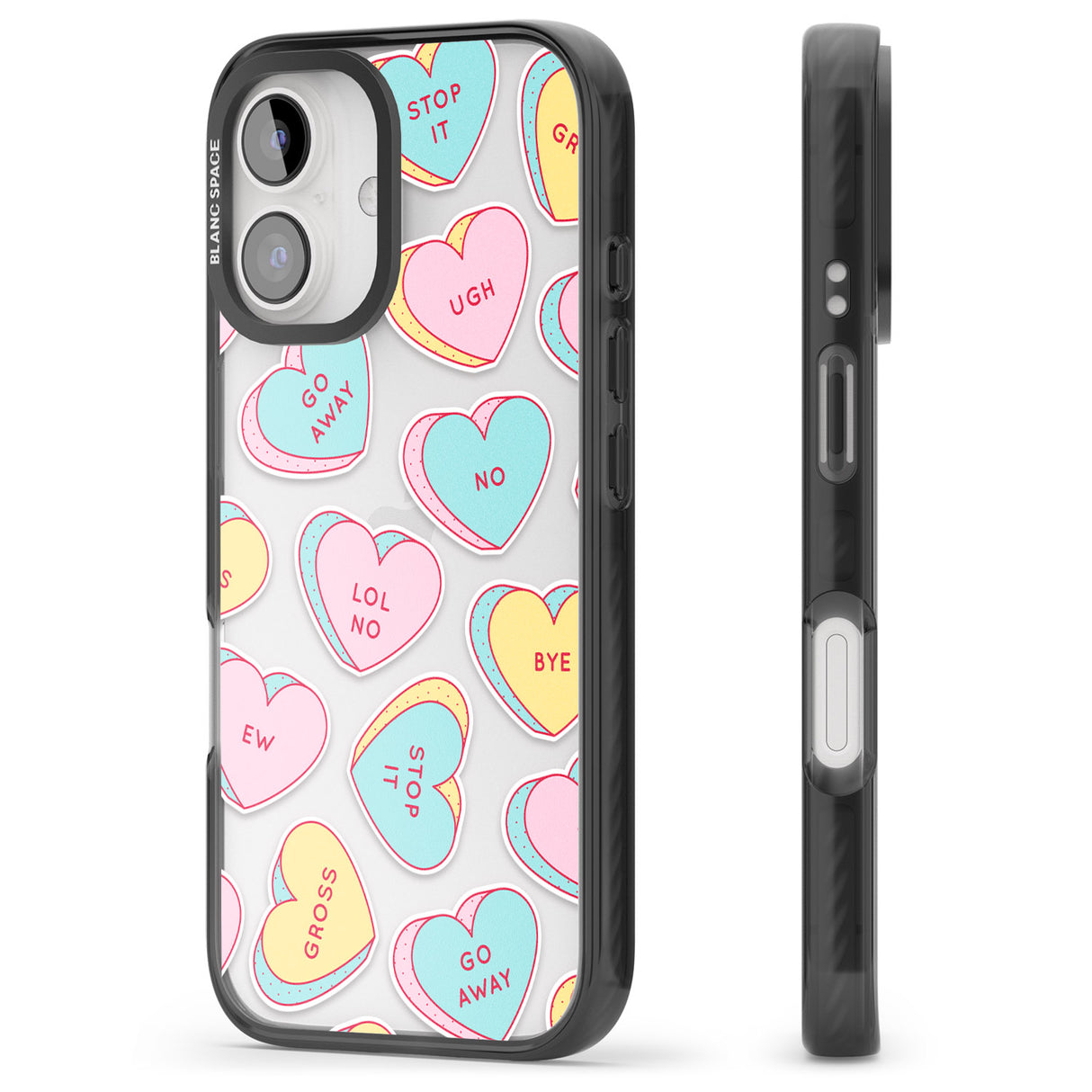 iPhone 16 Pro Max Sarcastic Love Hearts Black Impact Phone Case