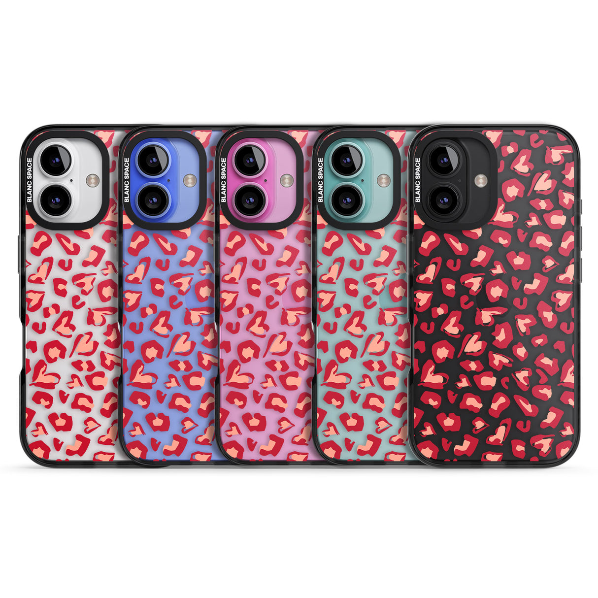 iPhone 16 Pro Max Heart Leopard Print Black Impact Phone Case