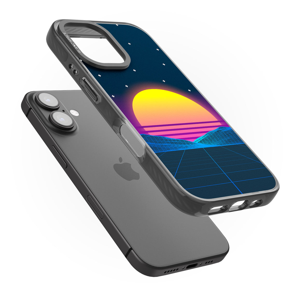 iPhone 16 Pro Max Retro Sunset Vaporwave Black Impact Phone Case