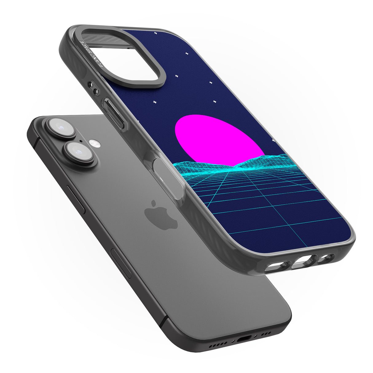 iPhone 16 Pro Max Miami Sunset Vaporwave Black Impact Phone Case