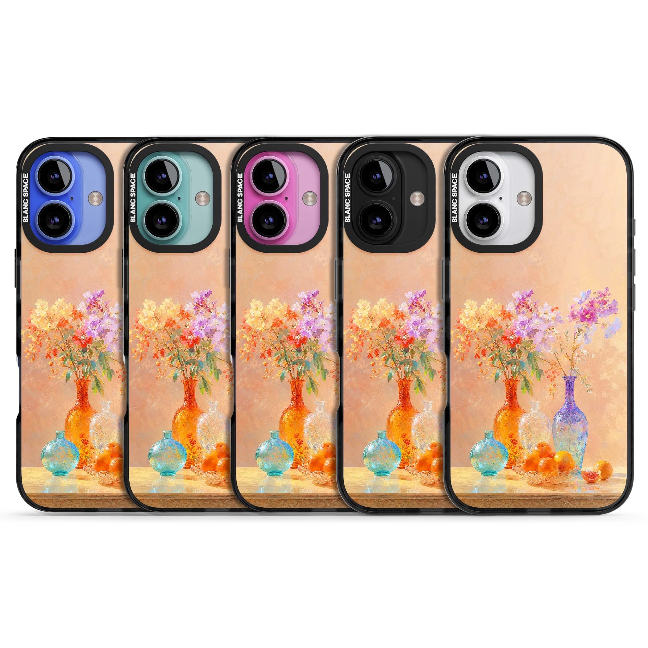 Peach Glass art iPhone case | Black Impact case for iPhone 16, iPhone 16 Plus