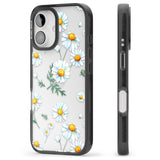 iPhone 16 Pro Max Vintage Painted Daisies Black Impact Phone Case + Magsafe