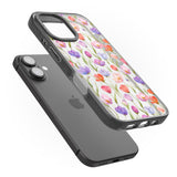 iPhone 16 Pro Max Red, Pink & Purple Flowers Black Impact Phone Case + Magsafe