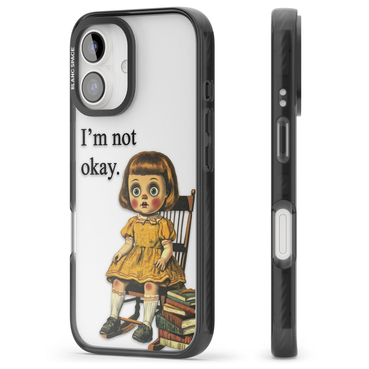 I'm Not Okay Black Impact Phone Case for iPhone 16, iPhone 16 Plus