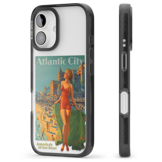 iPhone 16 Pro Max Atlantic City Vacation Poster Black Impact Phone Case