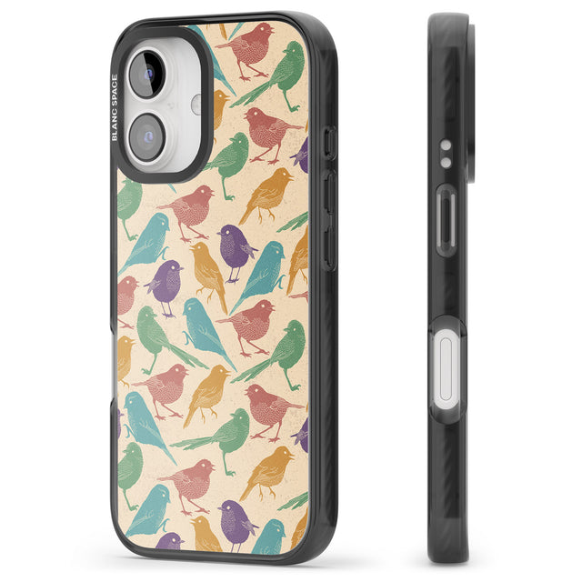 iPhone 16 Pro Max Colourful Feathered Friends Bird Black Impact Phone Case