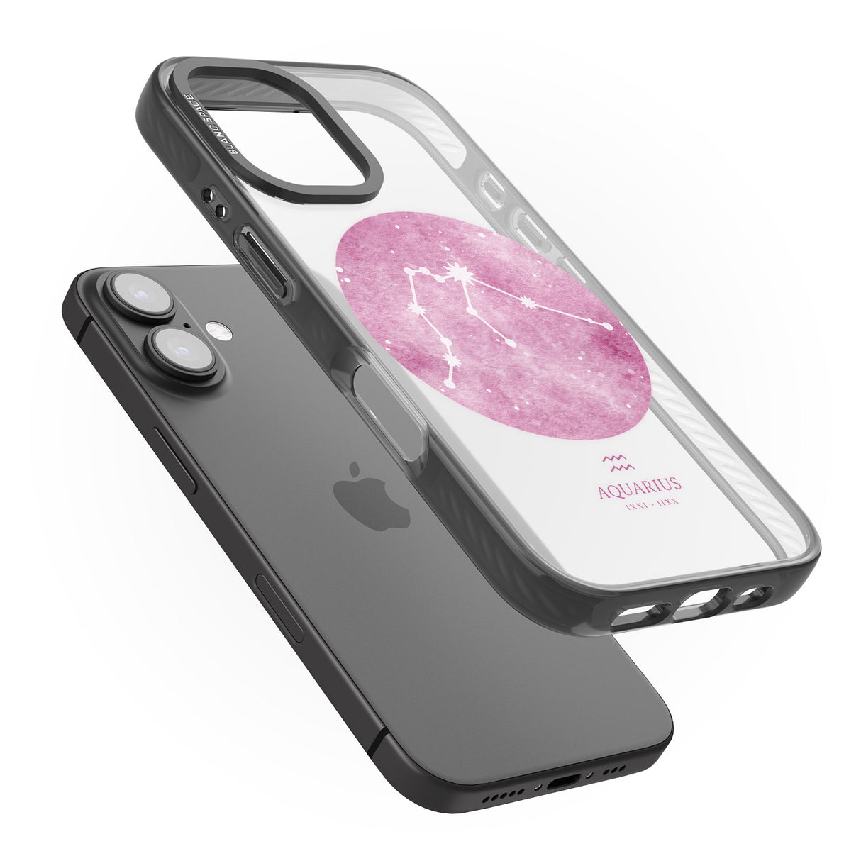 iPhone 16 Pro Max Aquarius Zodiac Transparent Design - Pink Black Impact Phone Case