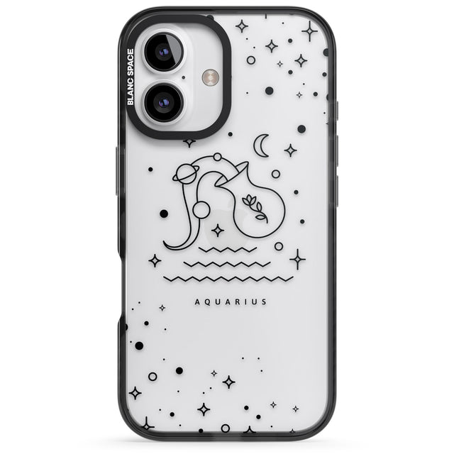 iPhone 16 Pro Max Aquarius Emblem - Transparent Design Black Impact Phone Case