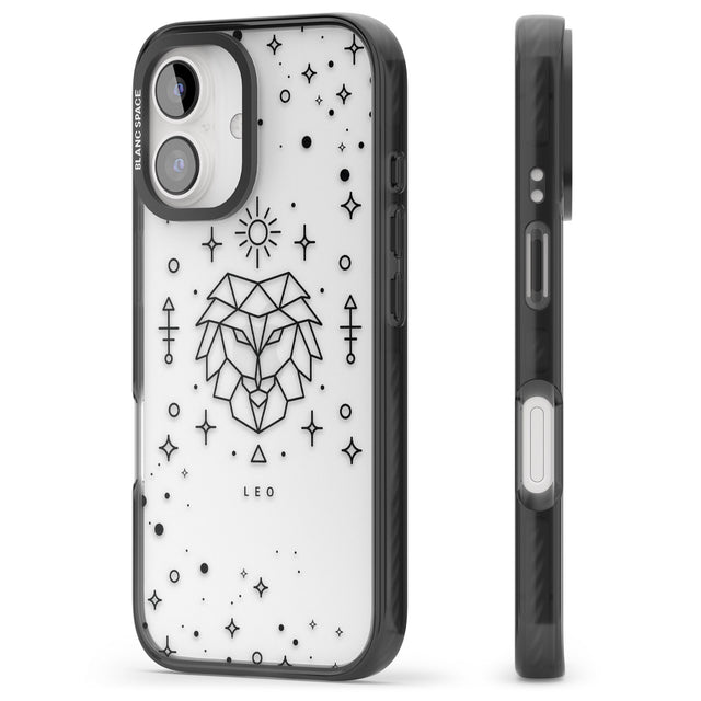 iPhone 16 Pro Max Leo Emblem - Transparent Design Black Impact Phone Case