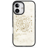 iPhone 16 Pro Max Pisces Emblem - Solid Gold Marbled Design Black Impact Phone Case