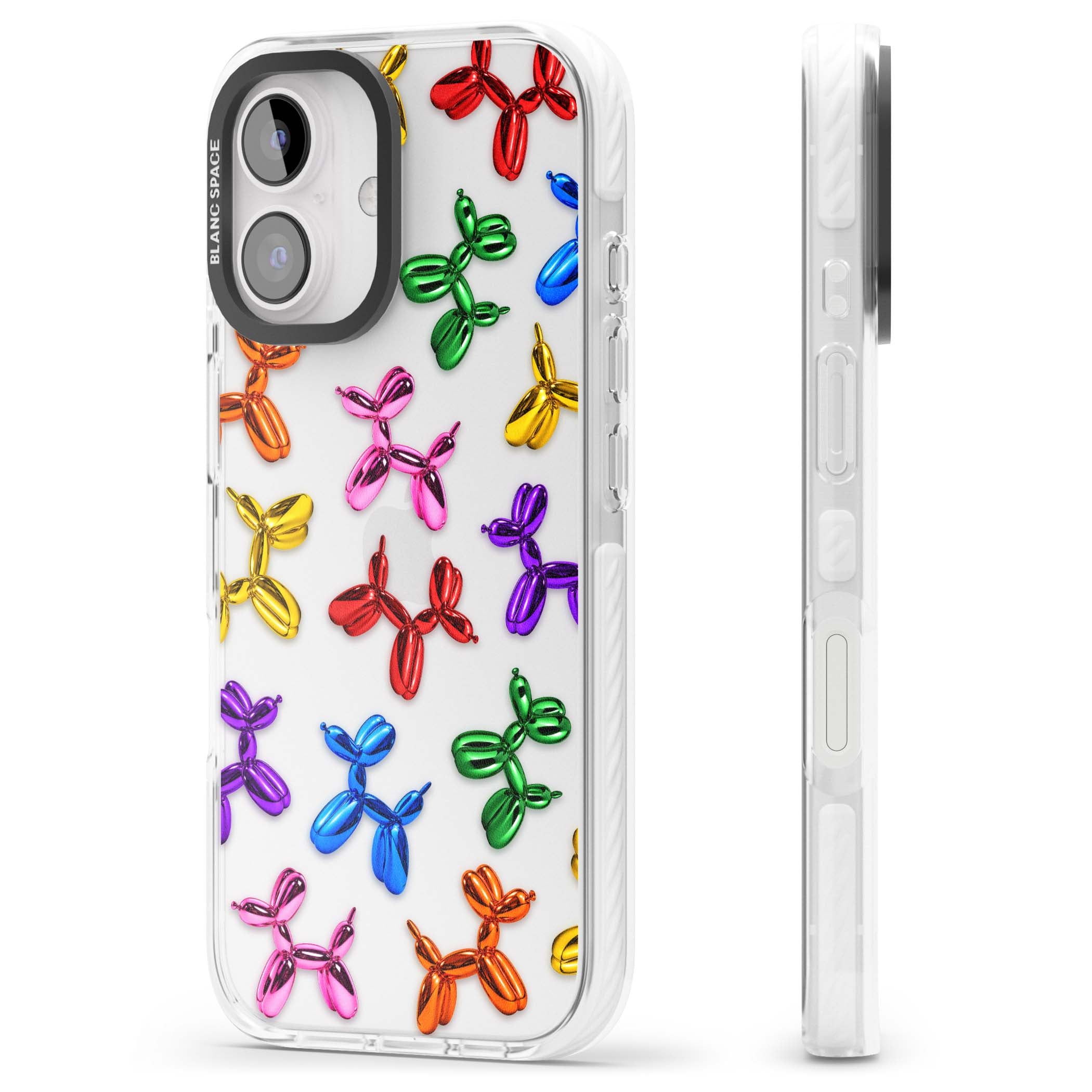 Balloon Dogs pop art iPhone case featuring rainbow chrome balloon dogs in Jeff Koons style | Clear Impact case for iPhone 16, iPhone 16 Plus