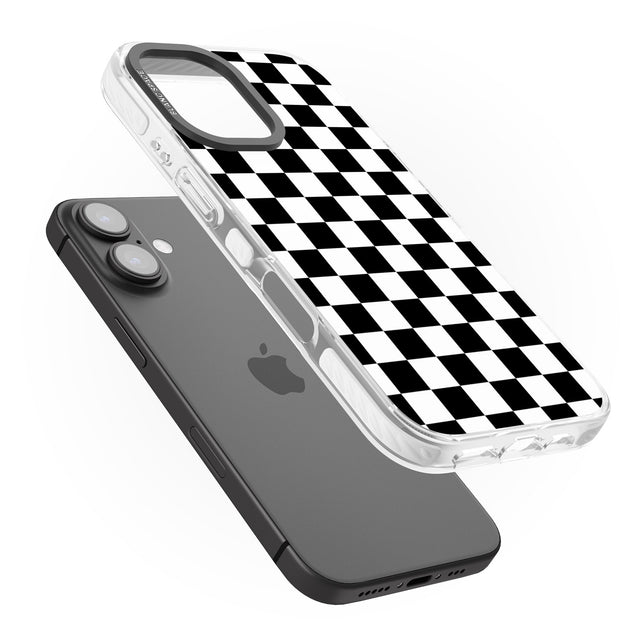 iPhone 16 Pro Max Black Checkered Black Impact Phone Case