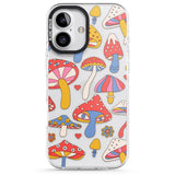 iPhone 16 Vibrant Shrooms Clear Impact Phone Case