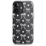 iPhone 16 White Bows & Hearts Clear Impact Phone Case